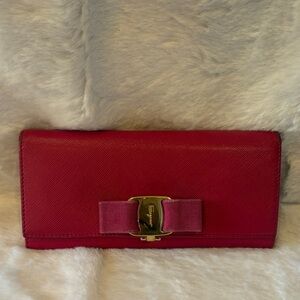 Salvatore Ferragamo Pink Wallet with Gold Hardware